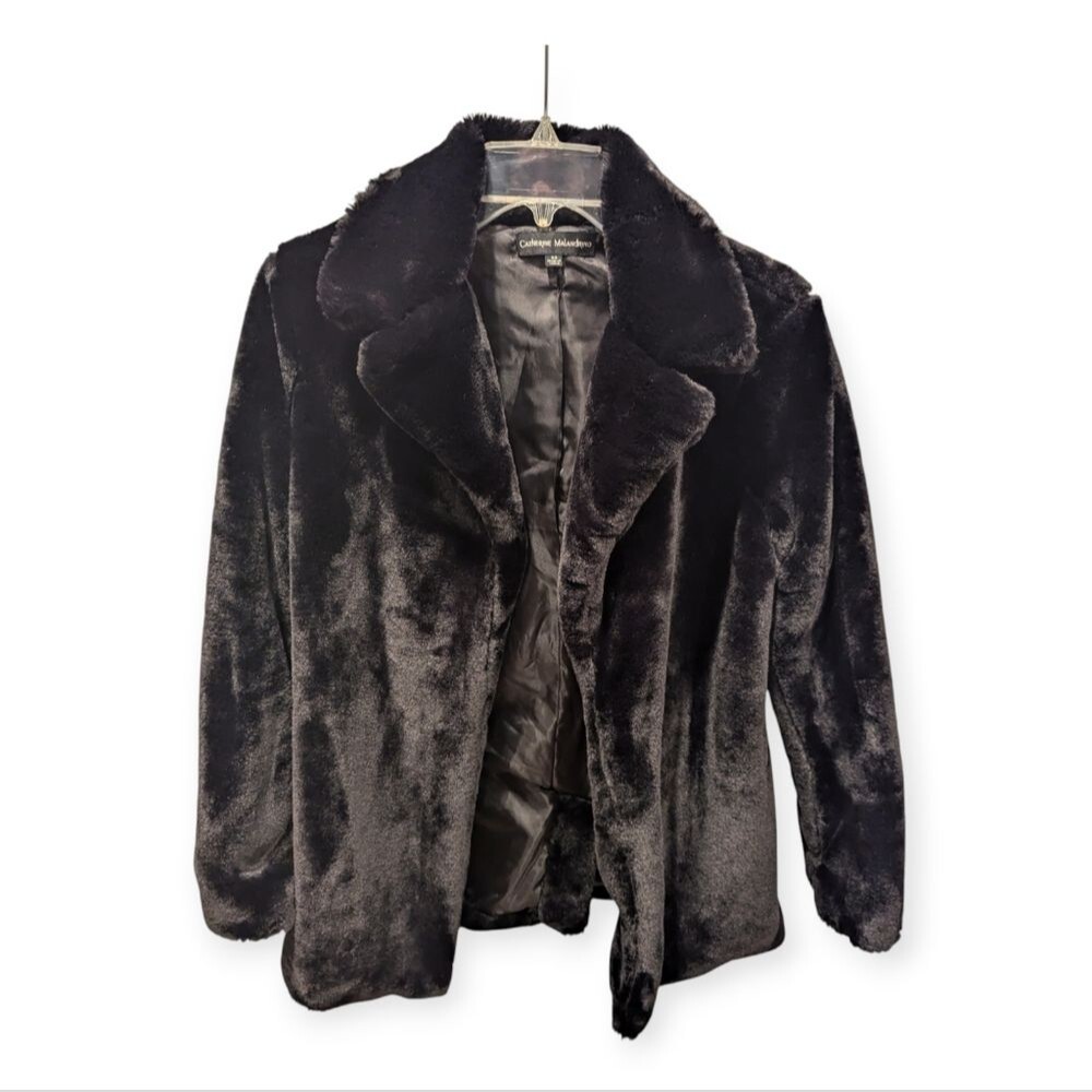 Black faux fur coat